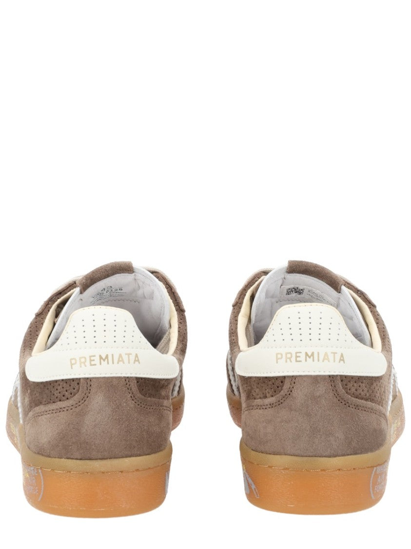 Premiata Taupe Bonnie Suede Perforated Sneakers