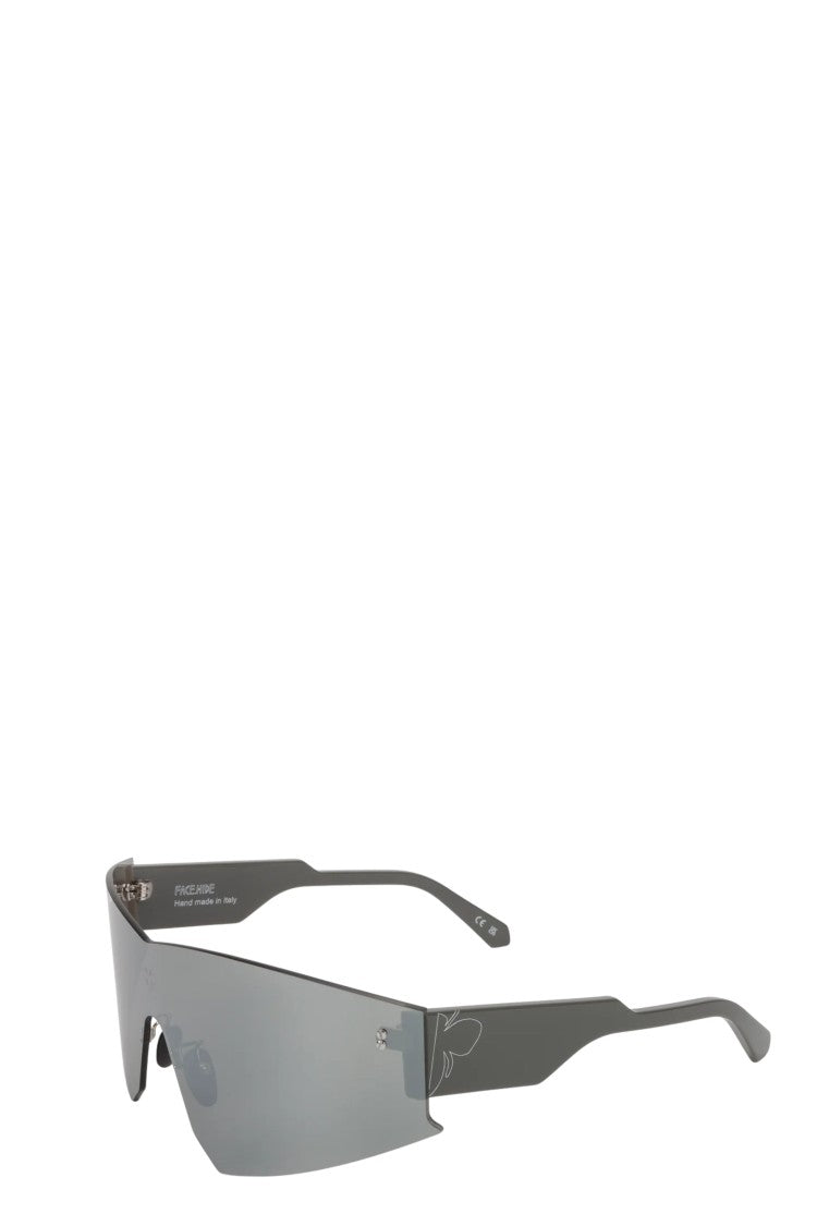 Face.Hide Vertigo Gunmetal Acetate Shield Reflective Lens Sunglasses