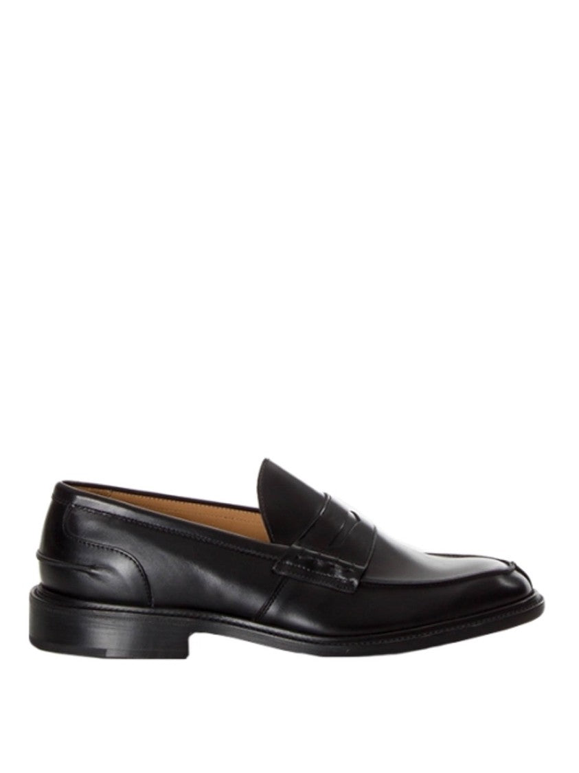 Tricker's Polished Calfskin Penny Loafers With Stitching