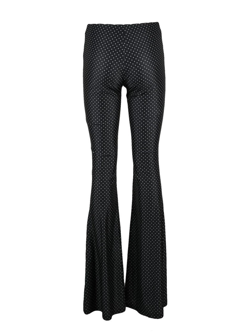 Aniye By Close-Fitting Flared Pants In Black Lycra With Polka Dot Pattern