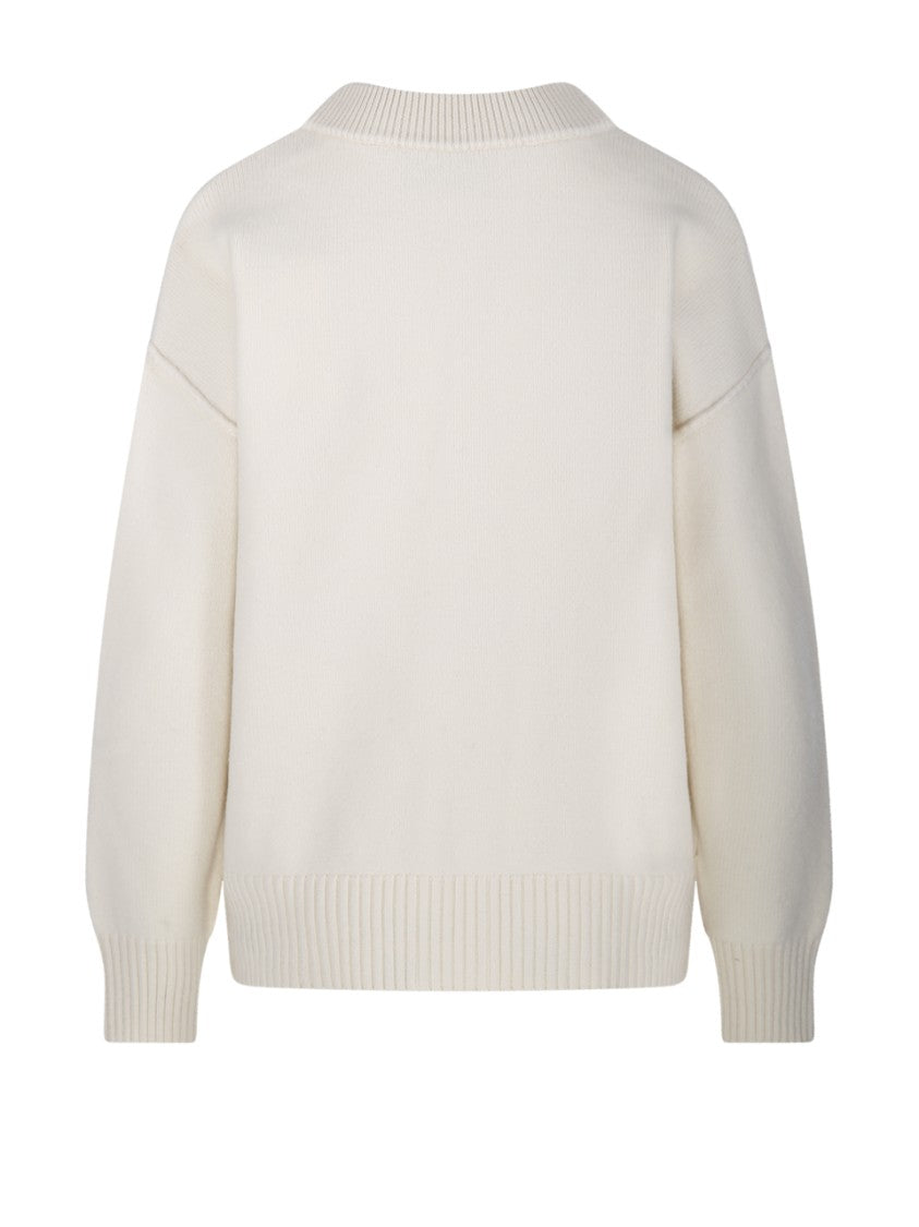 Ami V Neck Felted Merino Adc Cardigan