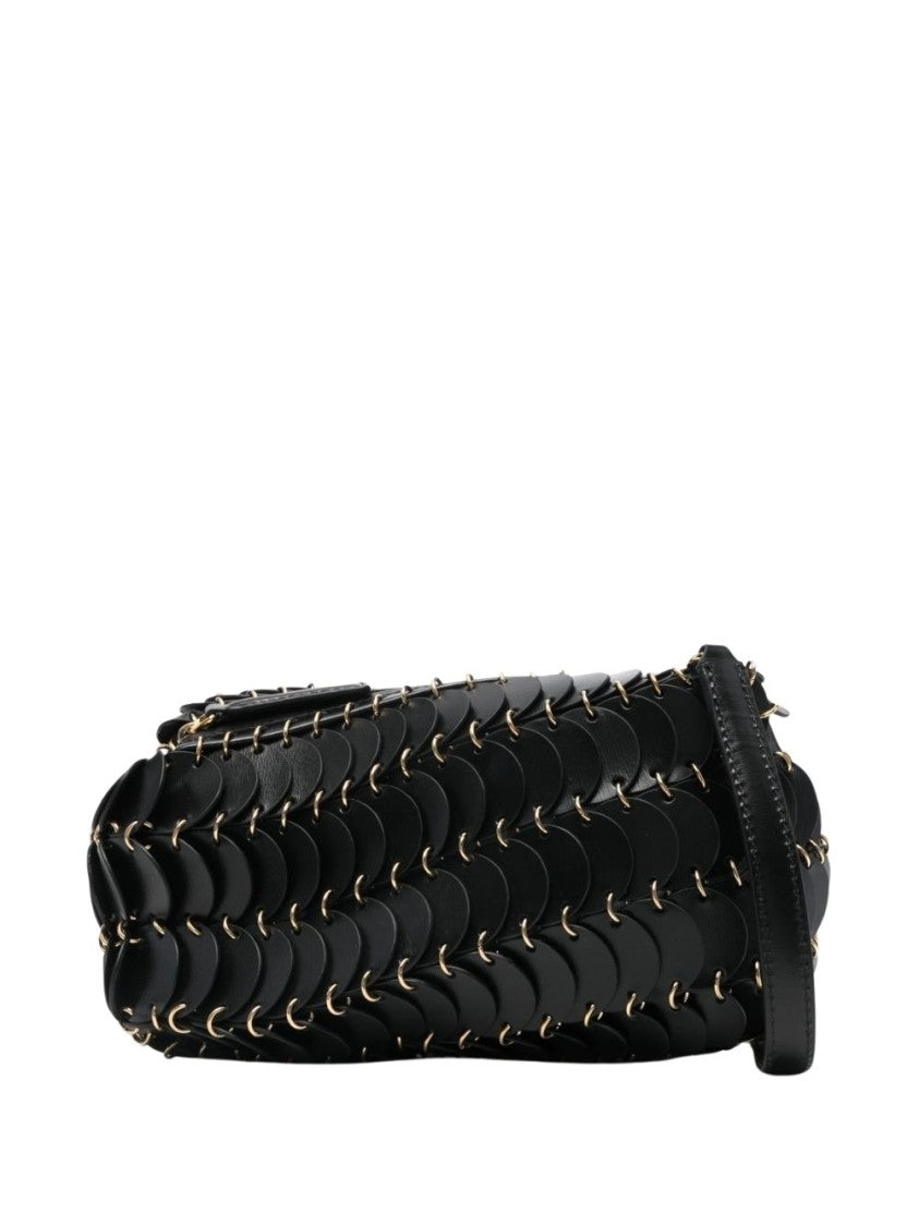 Rabanne Disco-Inspired Black Calf Leather Shoulder Bag