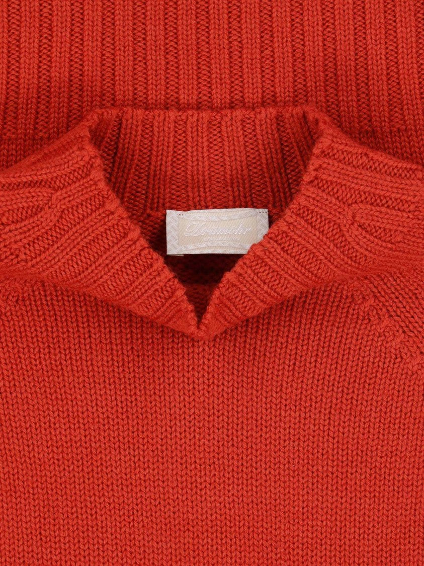 Drumohr Orange Merino Wool Crewneck Sweater