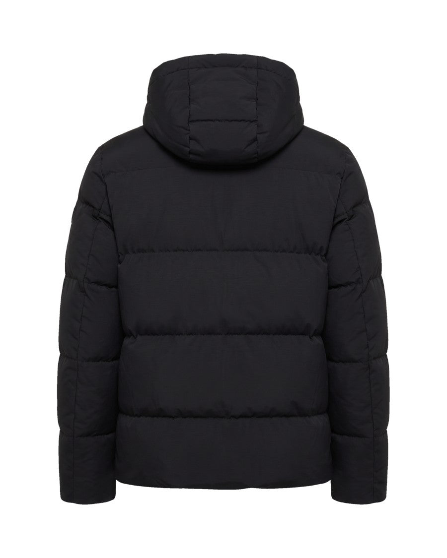 K-Way Black Greyish Shiny Nylon Fur Quilted Down Jacket