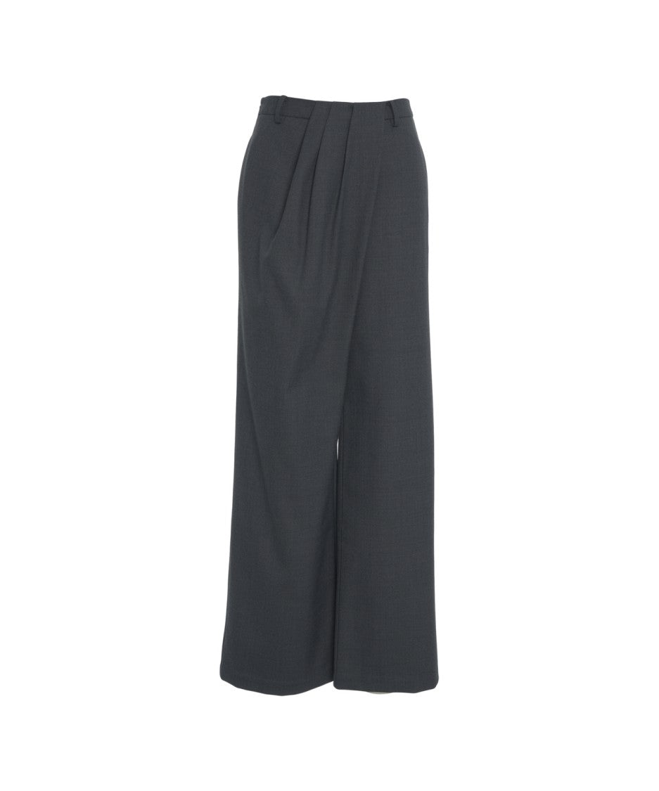 Viktoria Chan Pleated Wide-Leg Trousers With High Waist And Tailored Finish