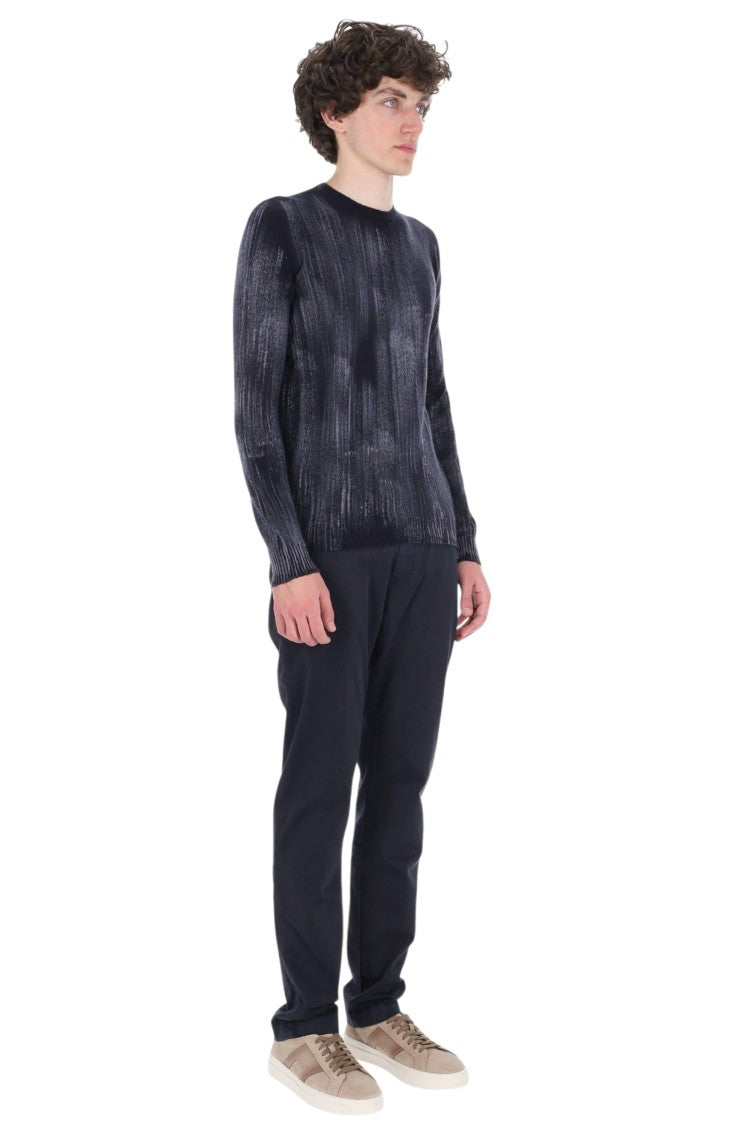 Avant Toi Blue Scratched Cashmere Crewneck Sweater