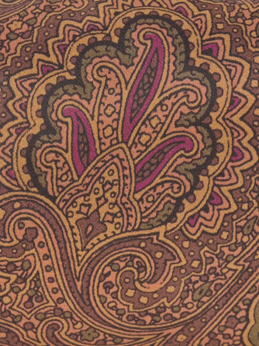 Etro Rectangular Nylon Pouch With Paisley Print And Leather Trim