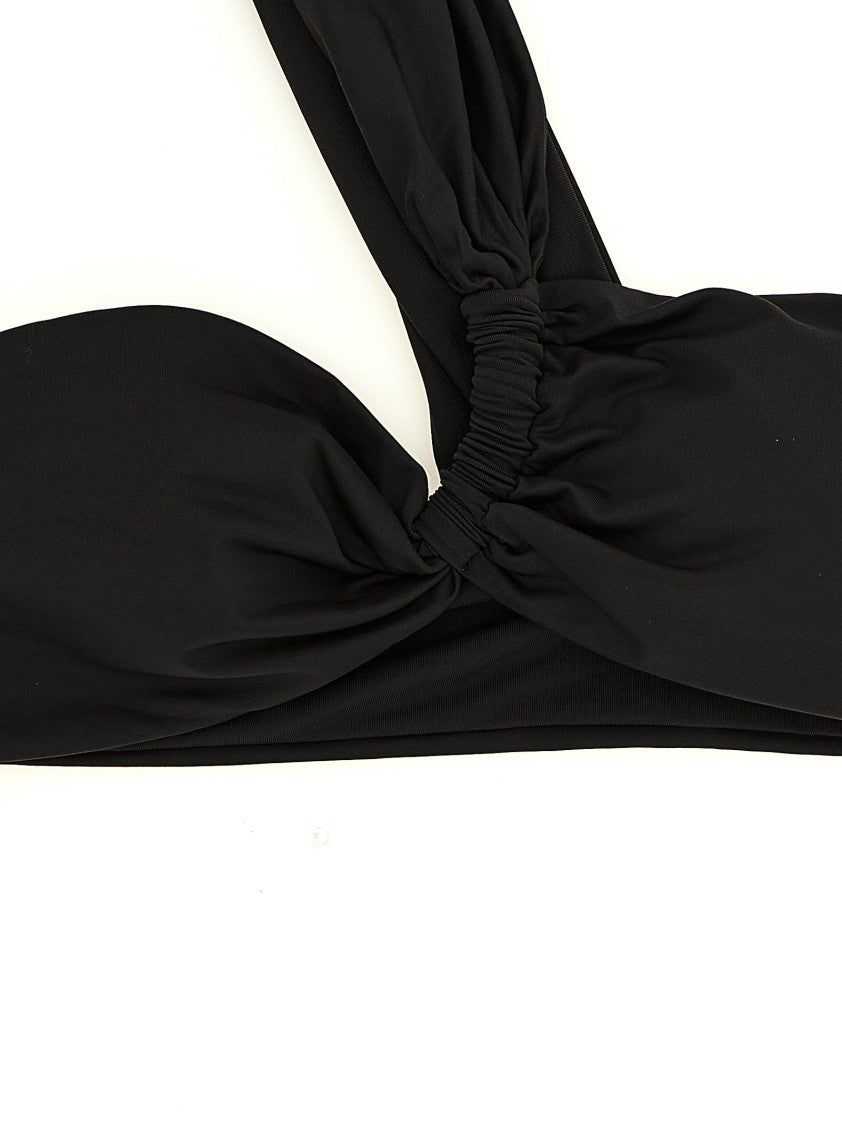Elisabetta Franchi One-Shoulder Lycra Bikini With Hammered Jewel Detail