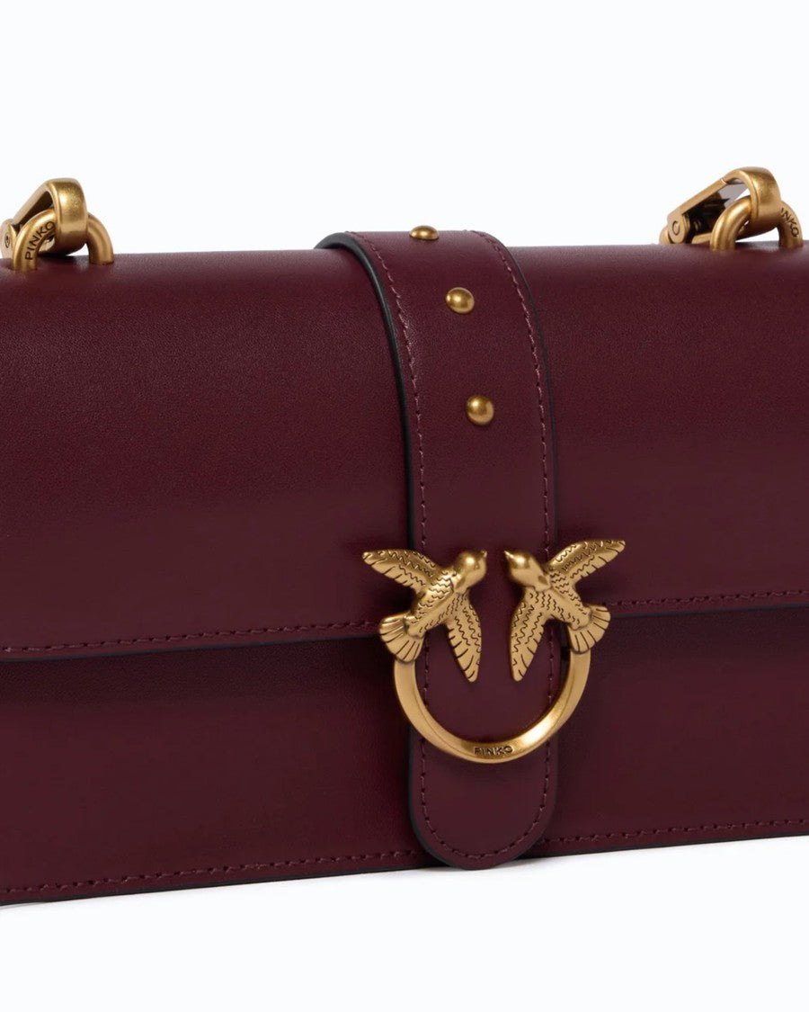 Pinko Deep Red Mini Love Bag One Leather Shoulder Bag
