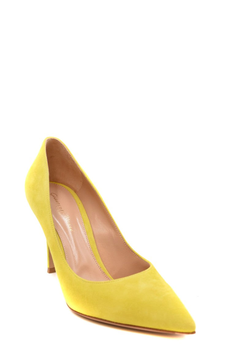 Gianvito Rossi Yellow Gianvito 85 Pointed Suede Pumps