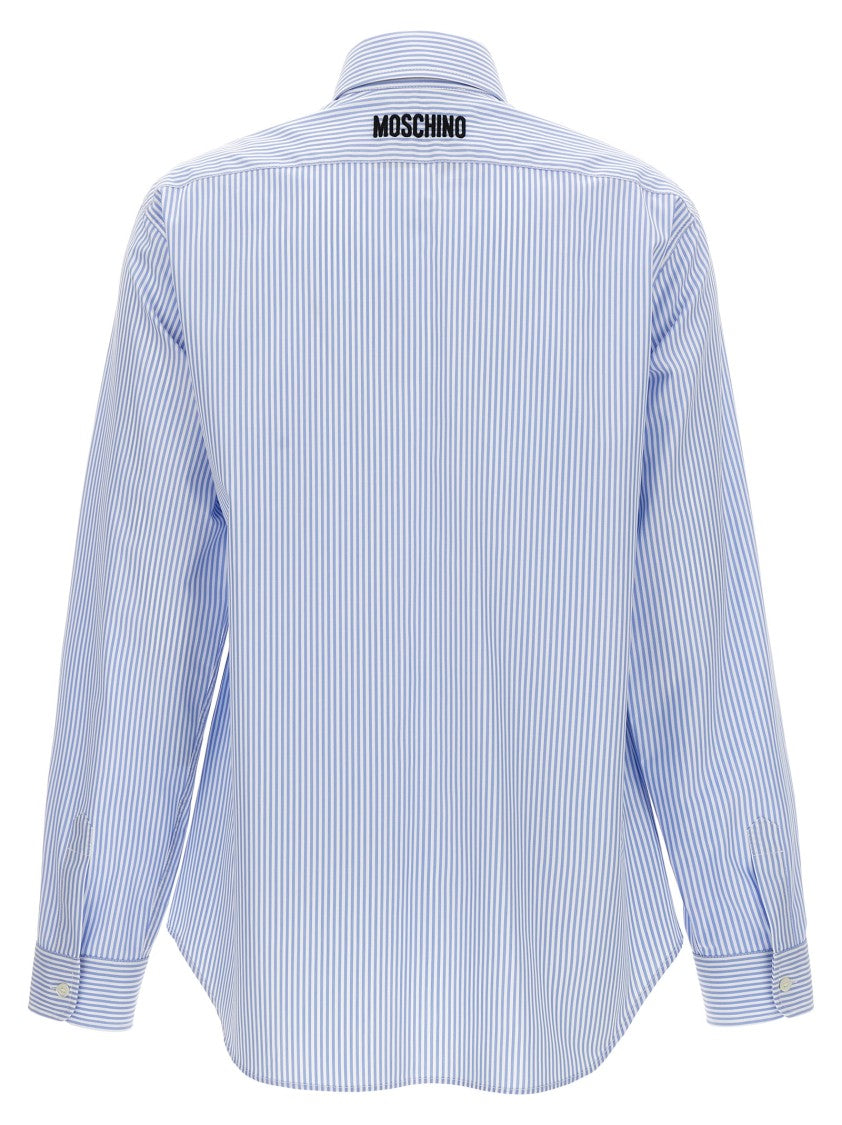 Moschino Embroidered Striped Cotton Poplin Shirt