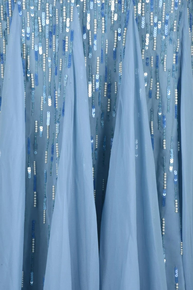 Red Carpet E. Franchi Sequin Dress - Light Blue