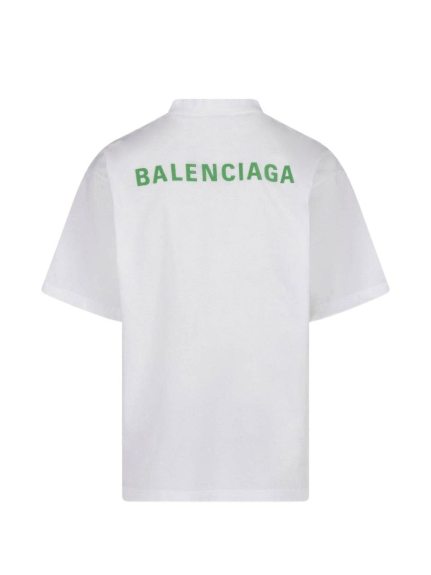 Balenciaga Relaxed Fit Text Print White Cotton T-Shirt