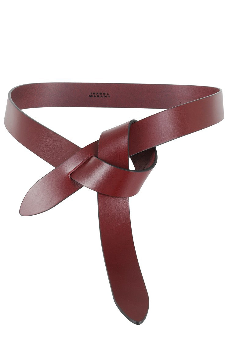 Isabel Marant Burgundy Leather Belt With Unique Knot Design