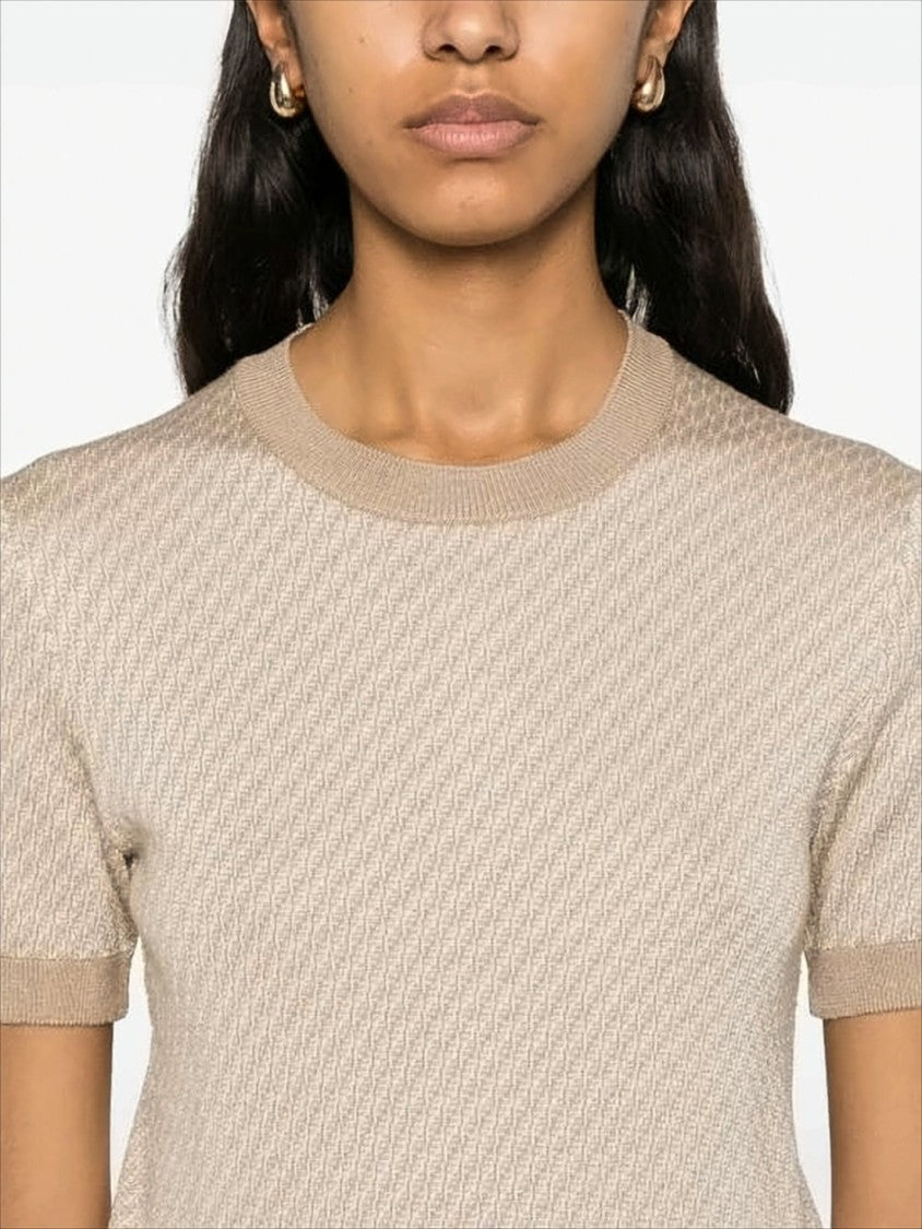 Fendi Textured Knit Sweater With Ribbed Trims