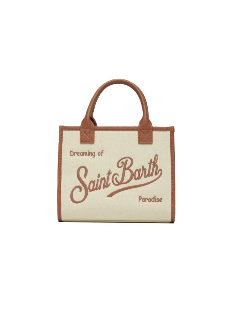 Mc2 Saint Barth Rectangular Cream Canvas Tote Bag