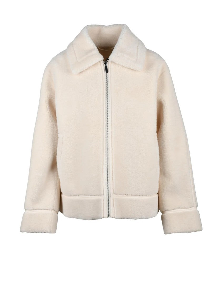 Pennyblack Plush Textured Jacket With Zip Closure And Functional Pockets