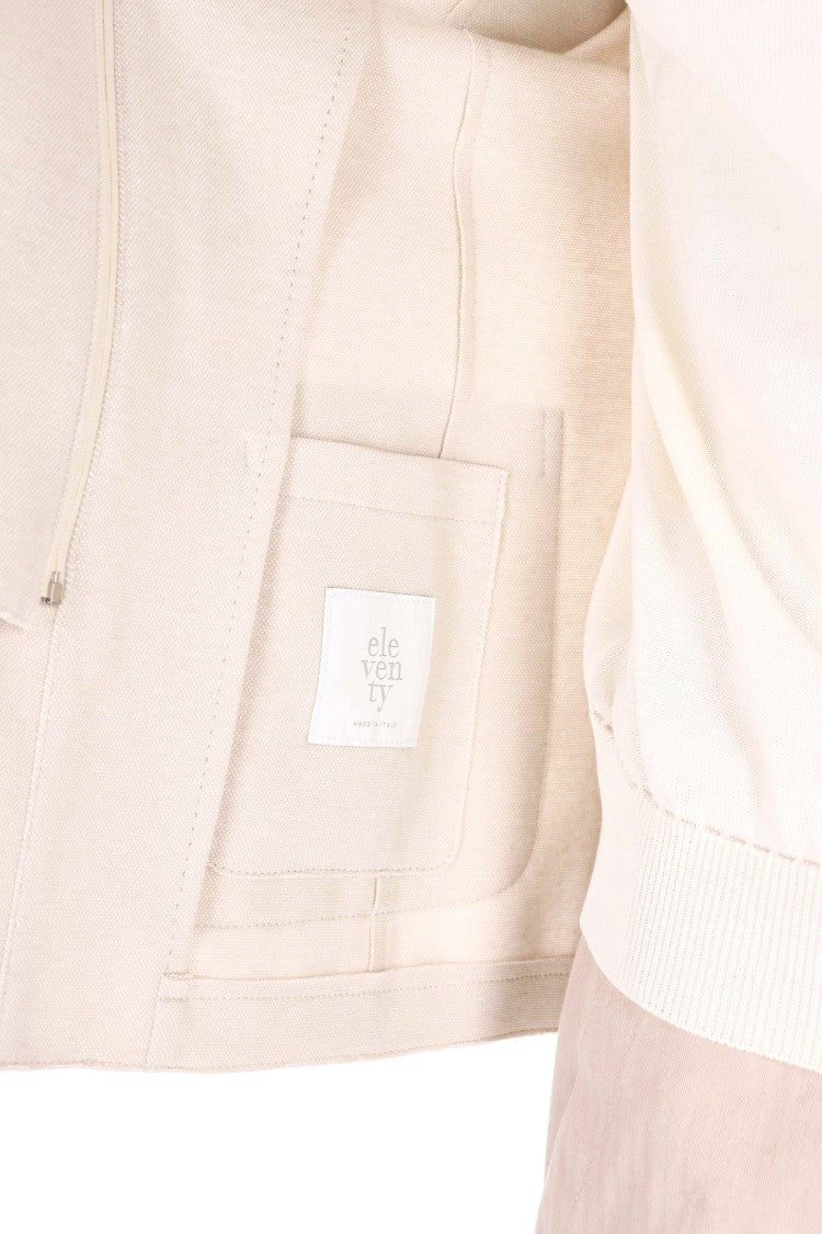 Eleventy Beige Raw-Edge Cotton Jersey Blazer
