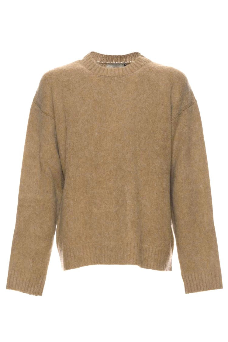 Paura Relaxed Fit Round Neck Wool Sweater