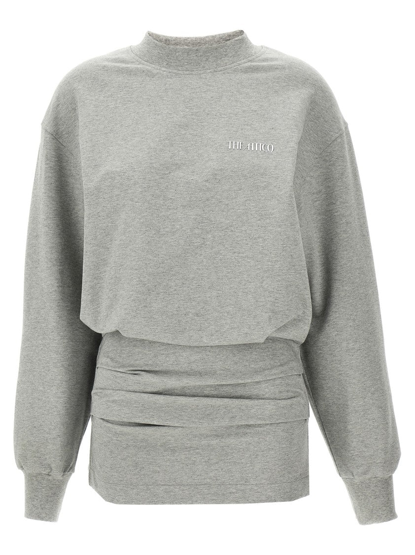 The Attico Draped Mini Dress With Oversized Sweatshirt Silhouette