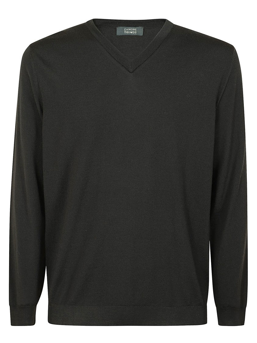 Zanone V-Neck Wool Knitwear Sweater With Relaxed Fit
