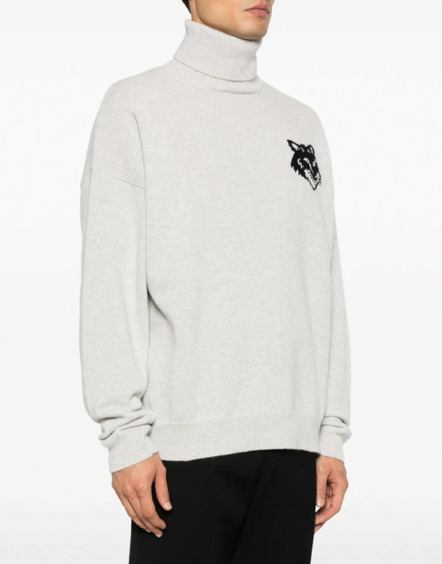 Maison Kitsuné Fox Head Intarsia Logo Turtleneck Sweater