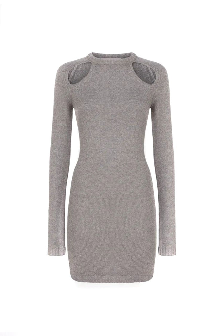 Chiara Ferragni Fitted Mini Dress Shoulder Cut-Outs Ribbed