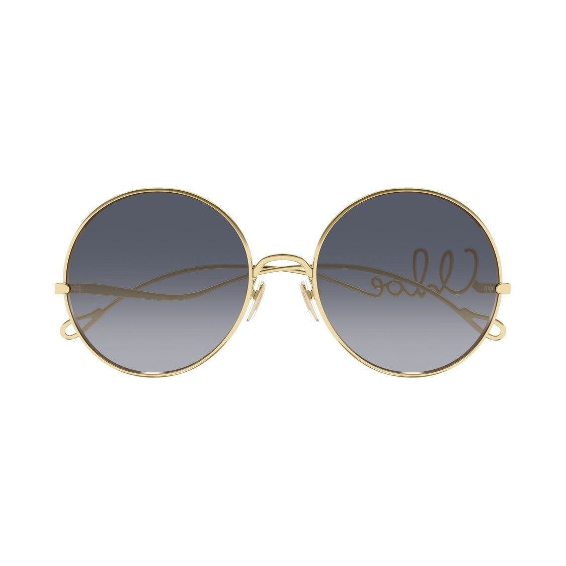 Chloé Round Gradient Tint Sunglasses With Gold-Metal Frames