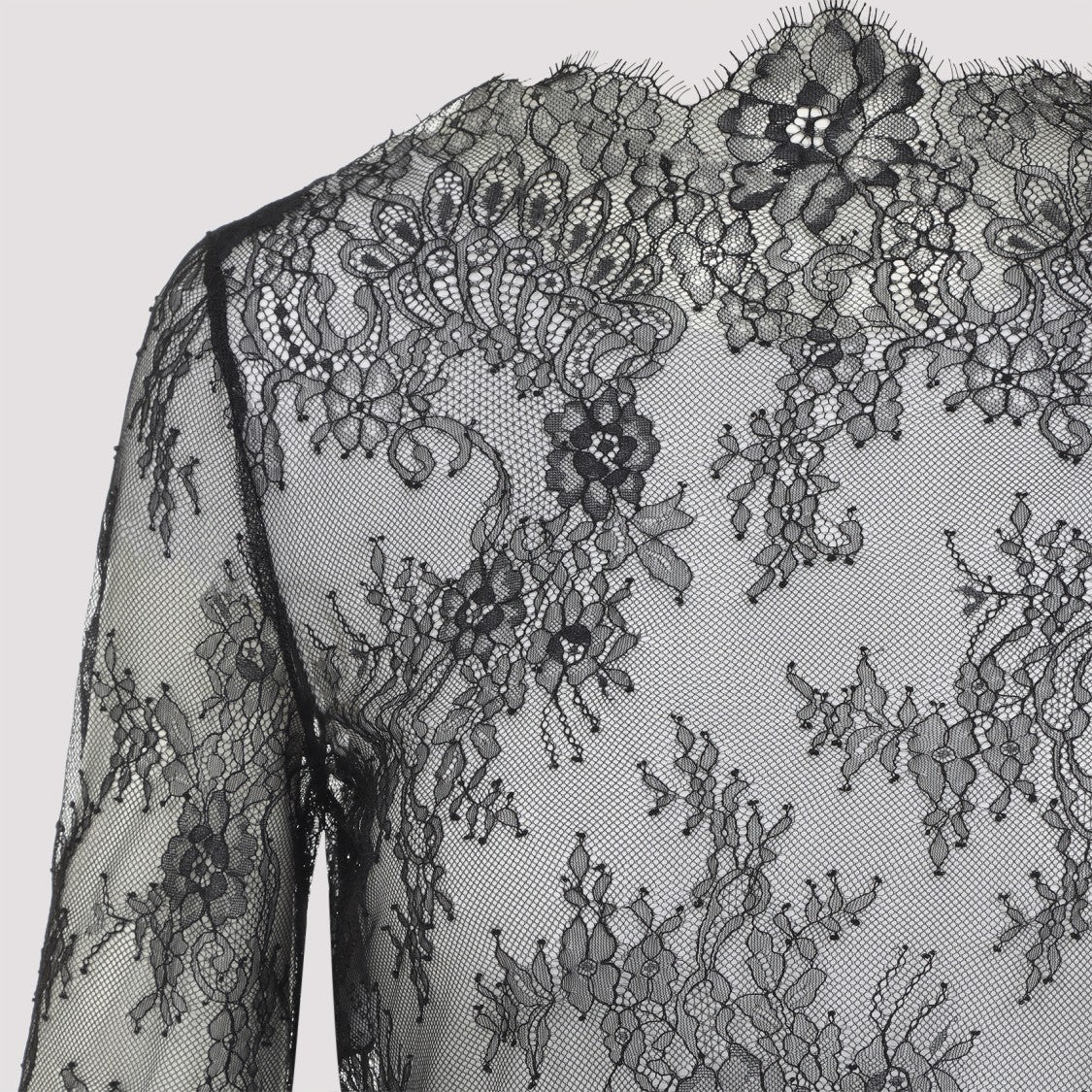 Alberta Ferretti Black Lace Ls T-Shirt