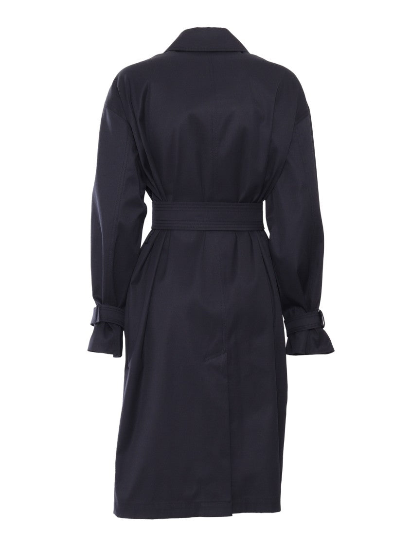 Max Mara Classic Black Double-Breasted Ebrien Raincoat