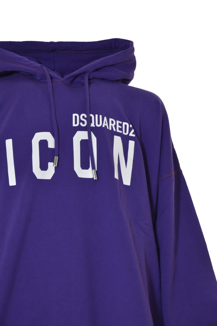 Dsquared2 Purple Cotton Icon Maxi Hoodie