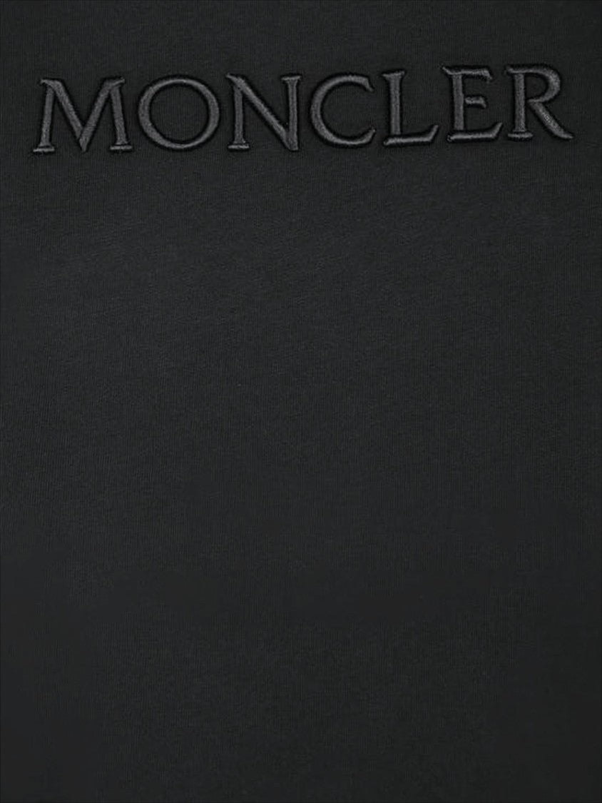 Moncler Black Cotton Short-Sleeved T-Shirt With Tonal Logo