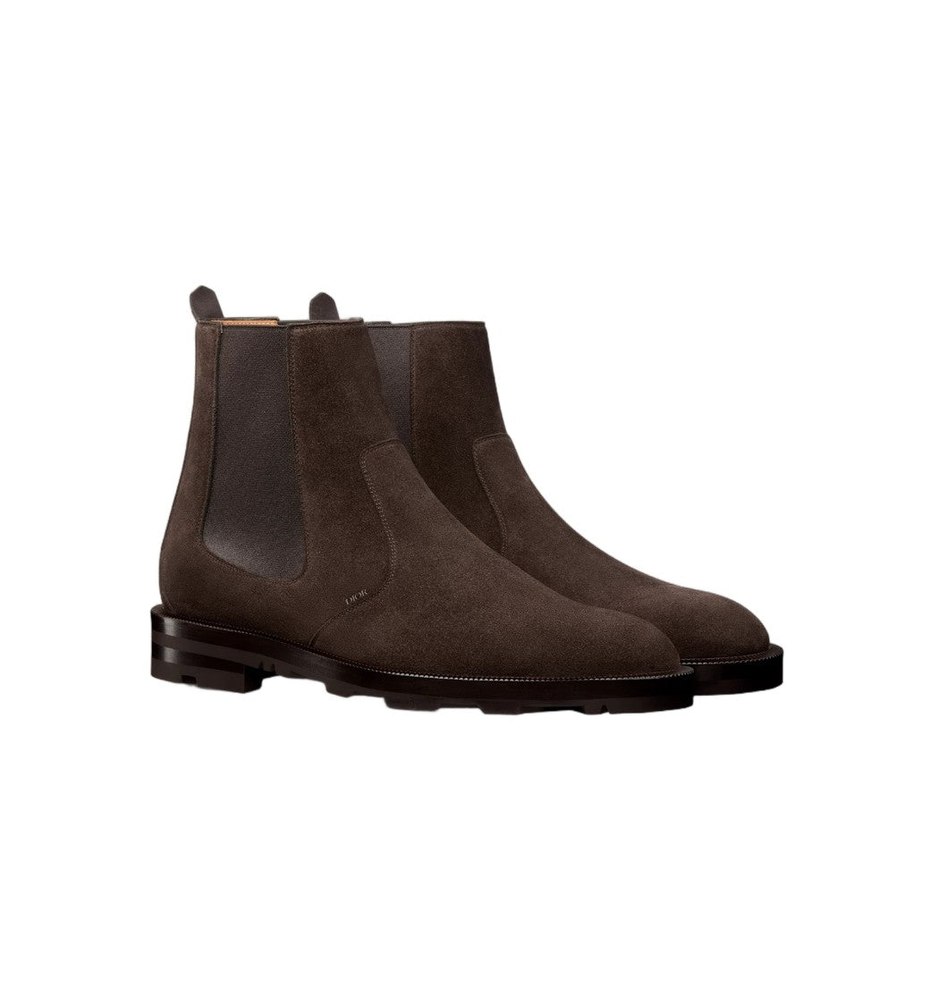 Christian Dior Brown Suede Elastic Side Chelsea Boots