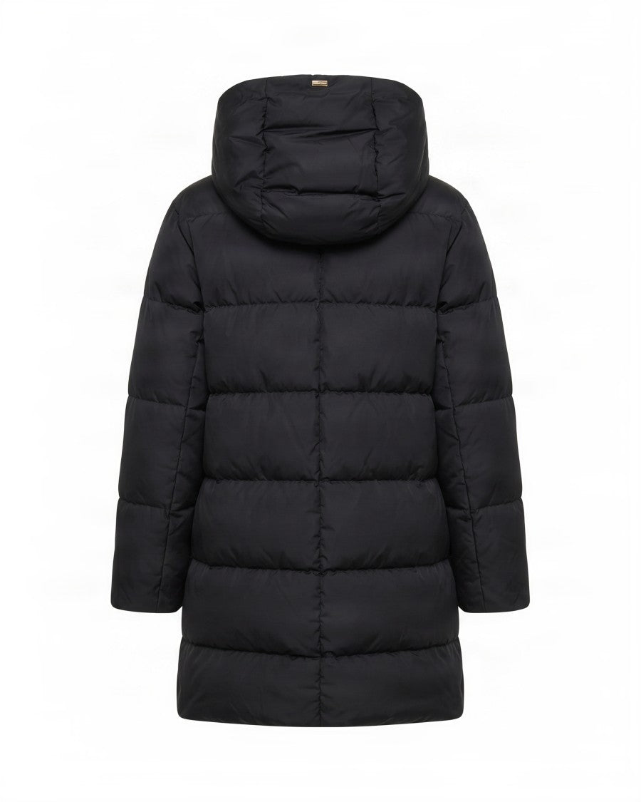 Herno High-Density Satin A-Line Down Coat With Hood