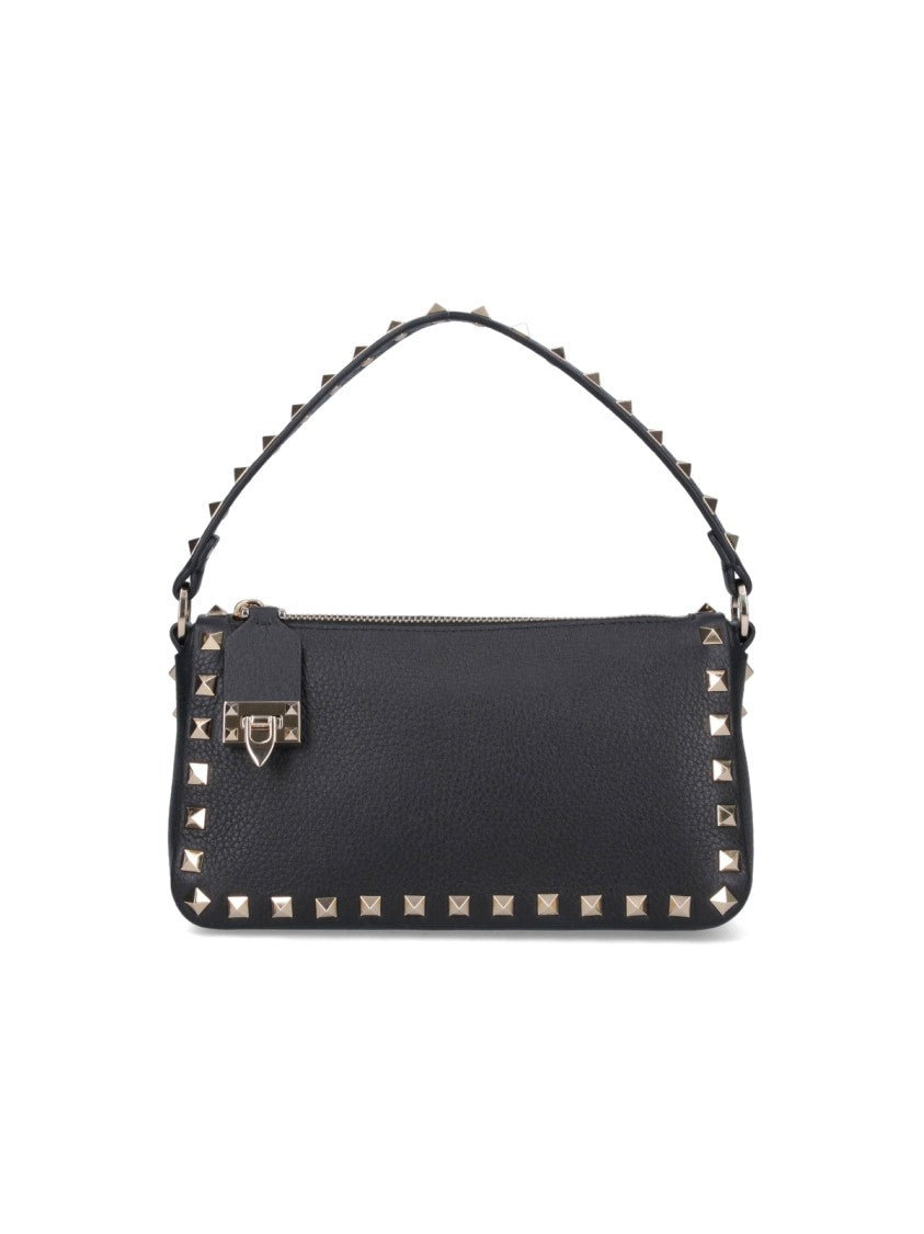 Valentino Garavani Black Rockstud Small Textured Leather Bag