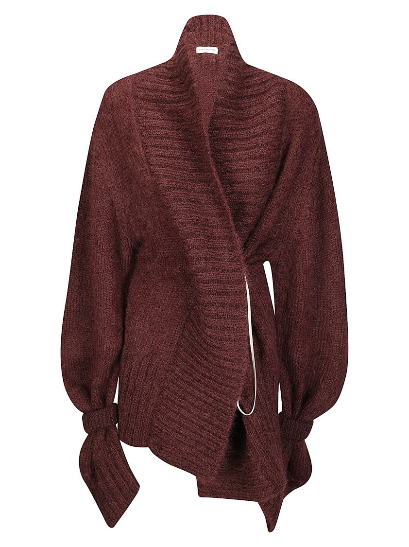 Dries Van Noten Oversized Mohair Wool Cardigan With Wide Collar And Side Ties