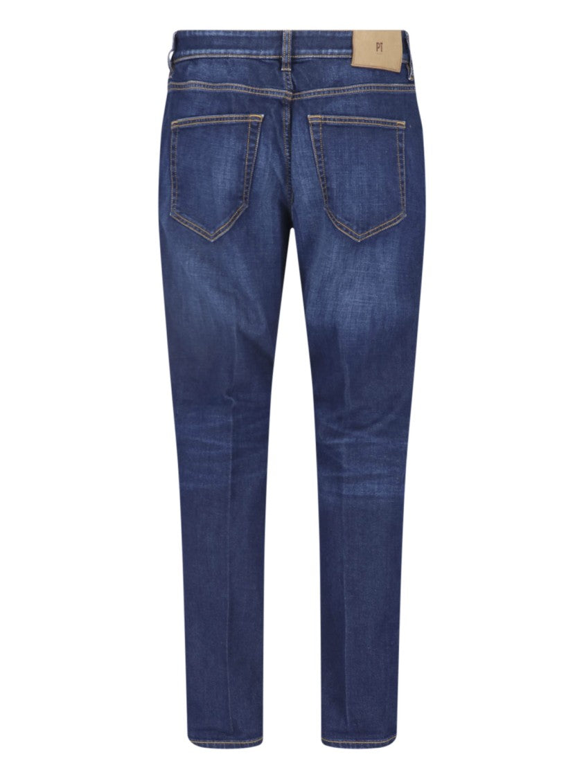 Pt Torino Blue Reggae Cotton Denim Straight-Leg Jeans