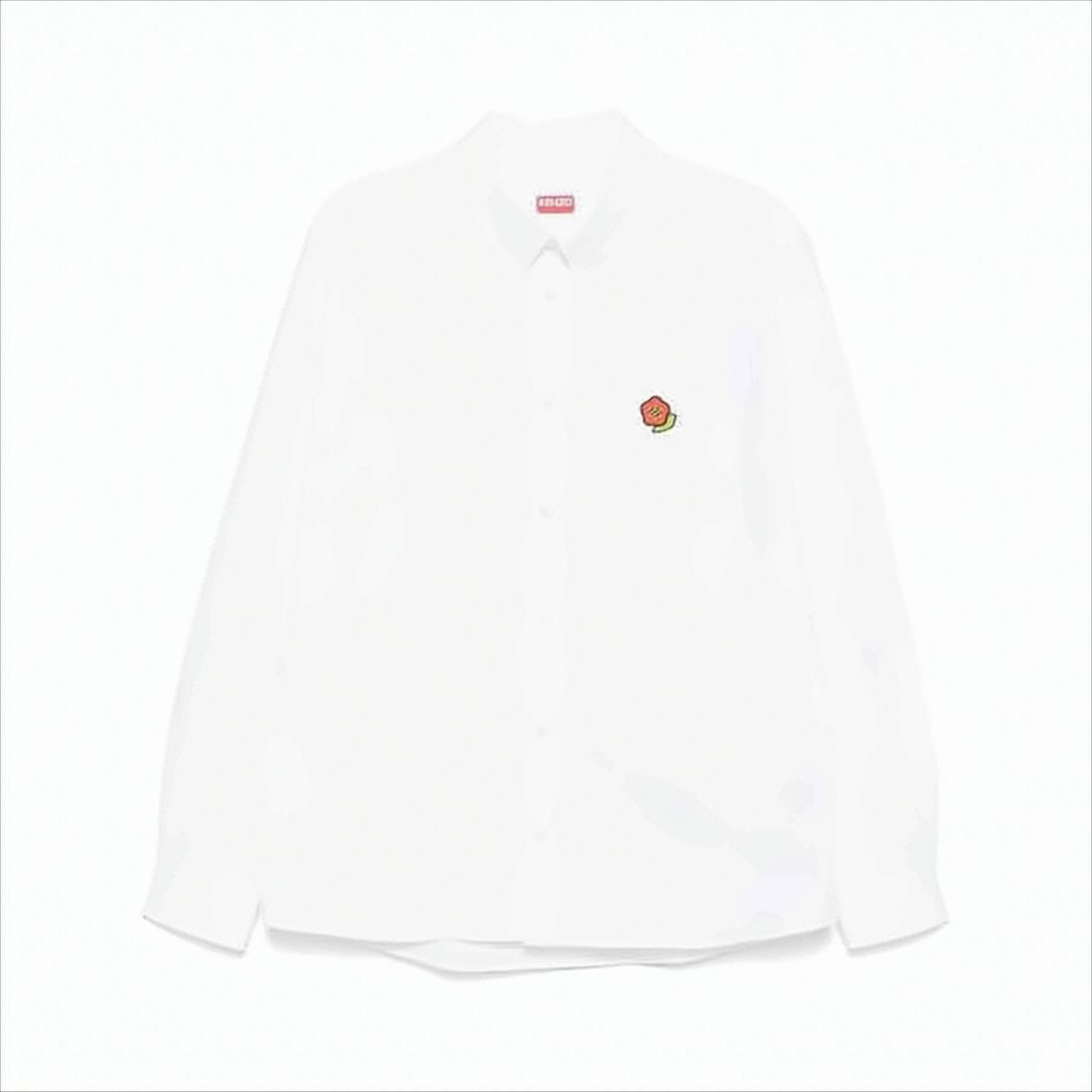 Kenzo Long-Sleeve White Shirt With Button-Down Collar