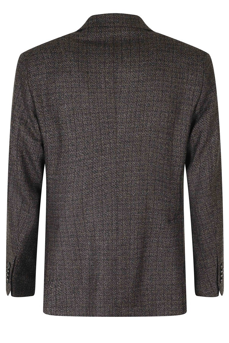 Tagliatore Dark Brown Single-Breasted Mouline Finish Wool Blazer