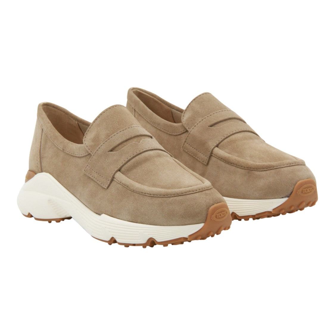 Tod's Suede Loafer Flats With Rubber Sole