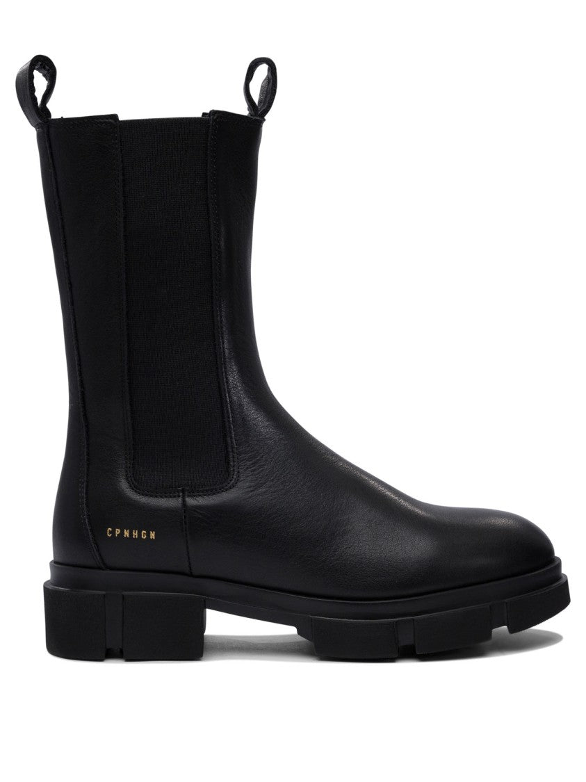 Copenhagen Black Ankle Boots With Elastic Side Panels