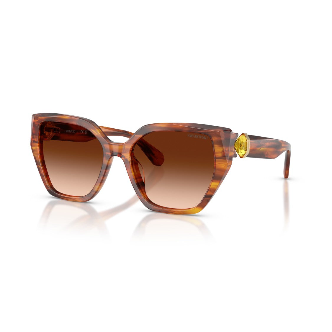 Swarovski 0Sk6044u Oversized Geometric Sunglasses With Tortoiseshell Acetate