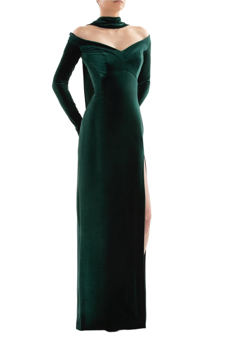Saiid Kobeisy Velvet Long Fitted Dress