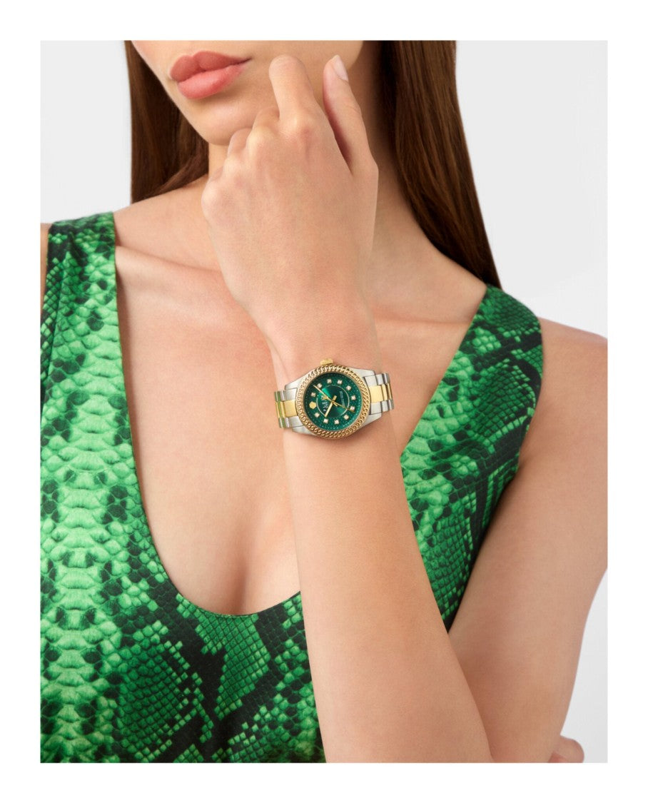 Philipp Plein Queen Supreme Crystal Watch With Green Sunray Dial