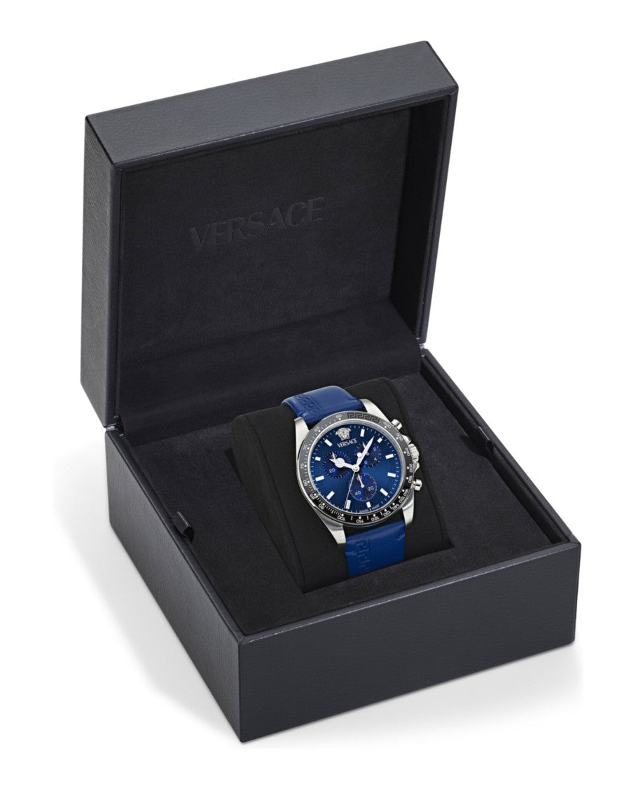 Versace Greca Chrono Wave Leather Watch