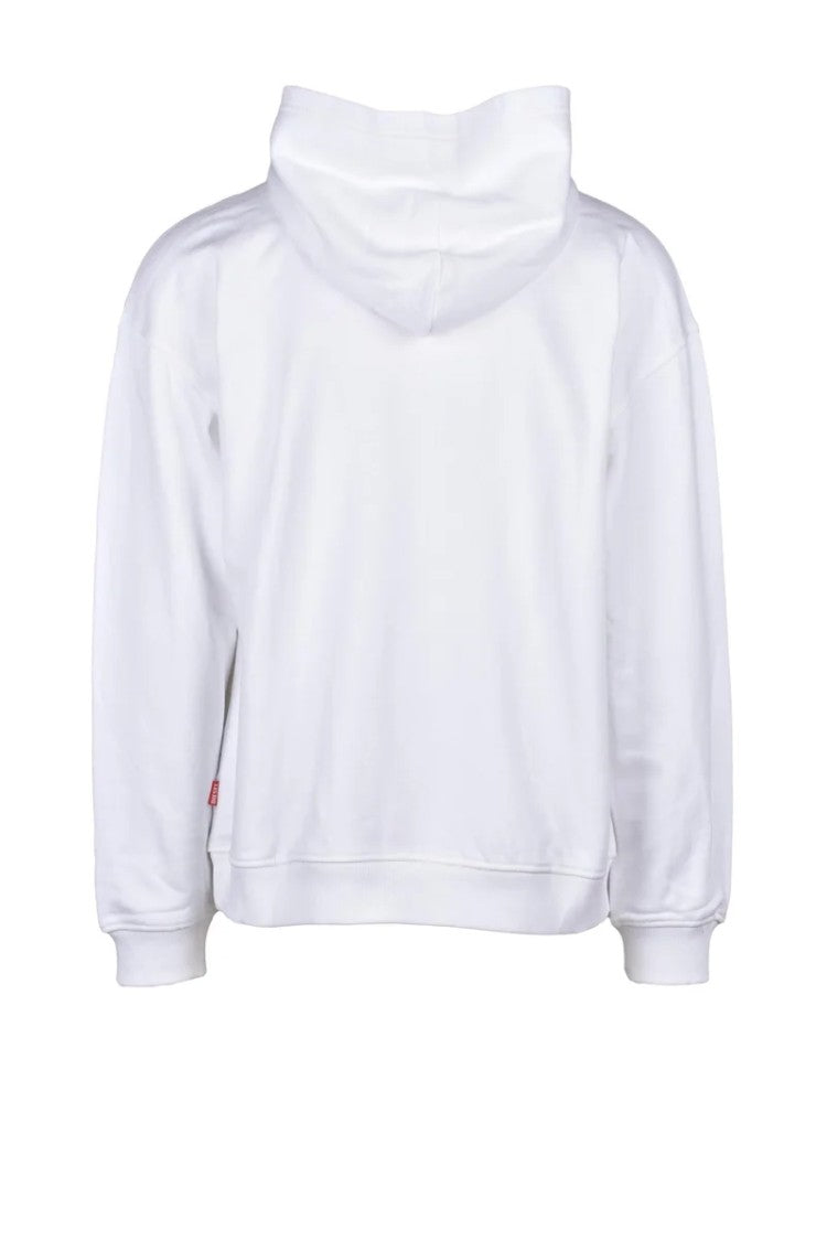 Diesel White Graphic Cotton Hoodie