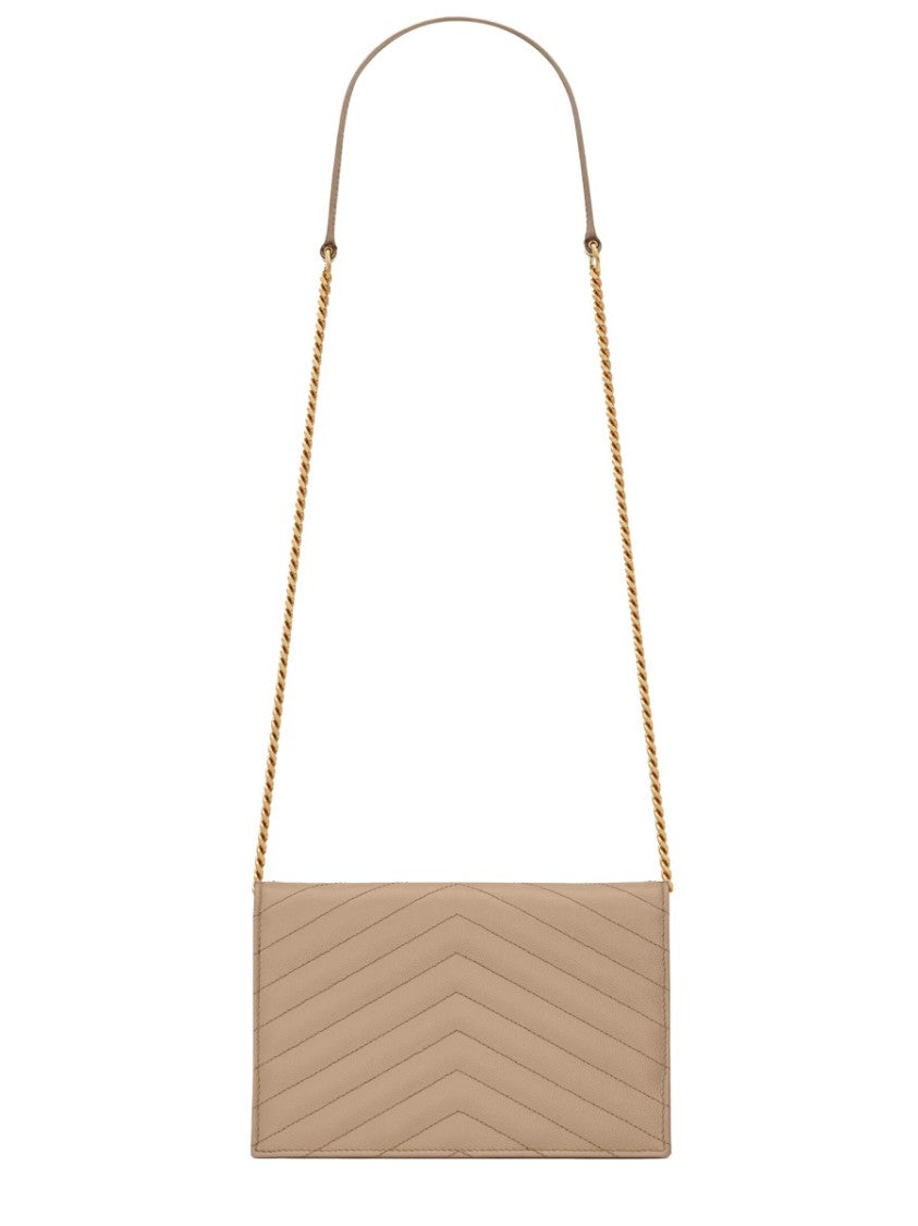 Saint Laurent Chevron Quilted Calfskin Crossbody With Chain Detail
