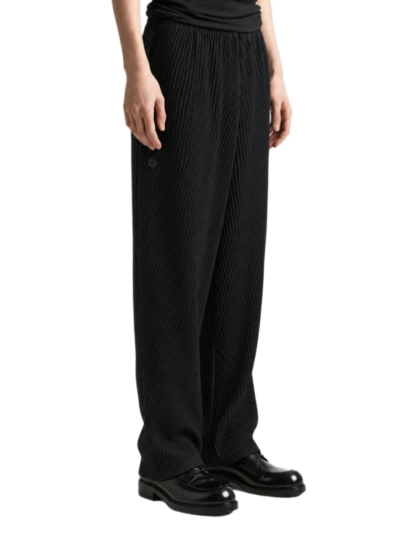 Homme Plissé Issey Miyake Pleated Textured Elastic Waist Wide-Leg Pants