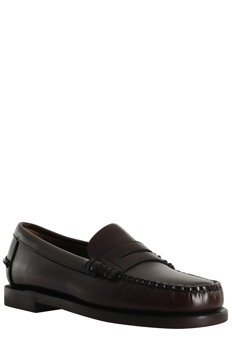 Sebago Brown Burgundy Classic Dan Polished Leather Penny Loafers