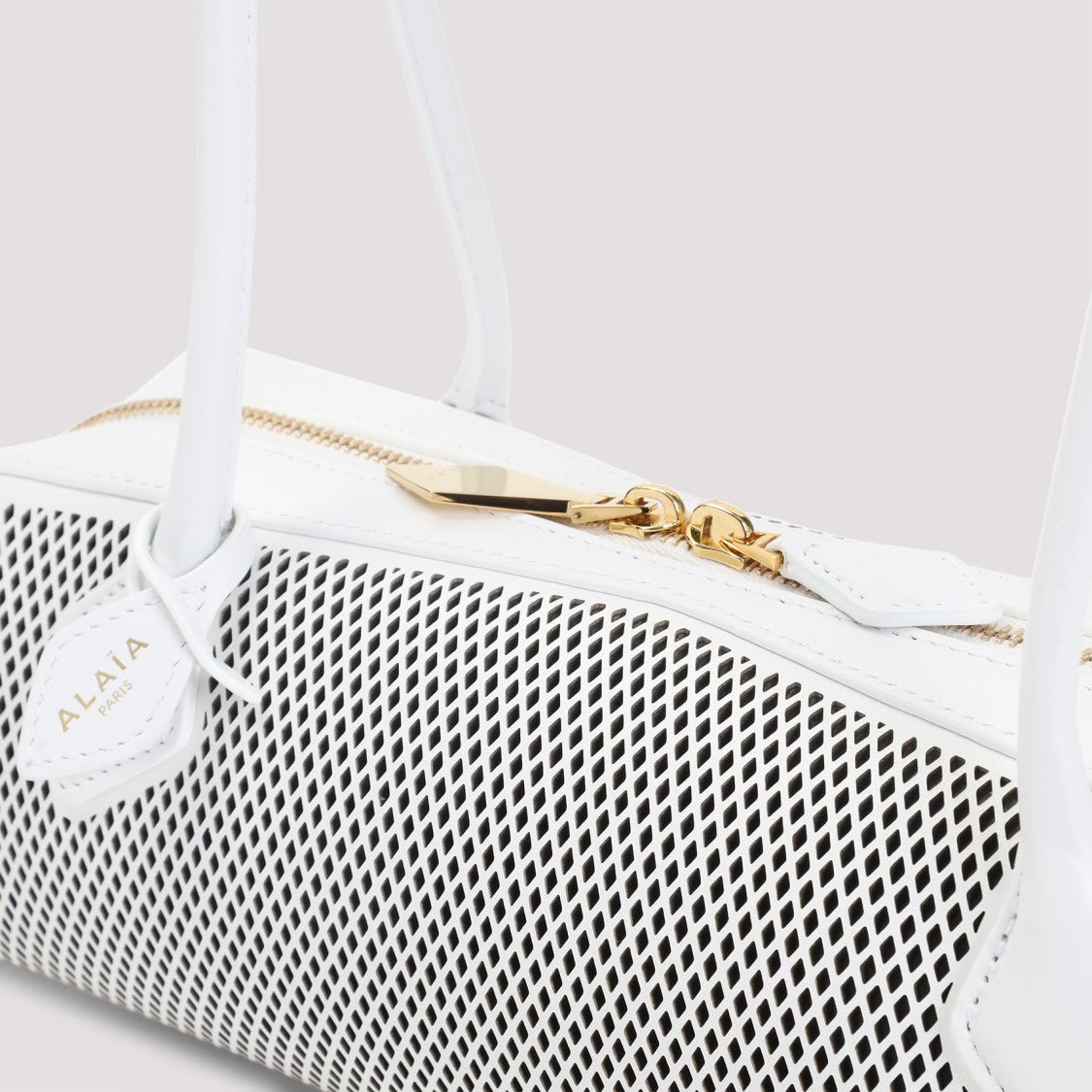 Alaïa Optical White Leather Teckel Medium Shoulder Bag